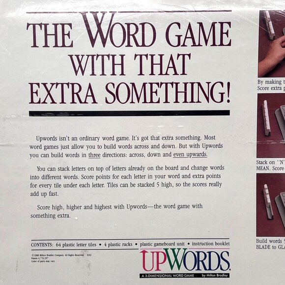 Upwords Milton Bradley 3-Dimensional Word Game 2-4 Players Ages 10+ Box Damage - Picture 11 of 15